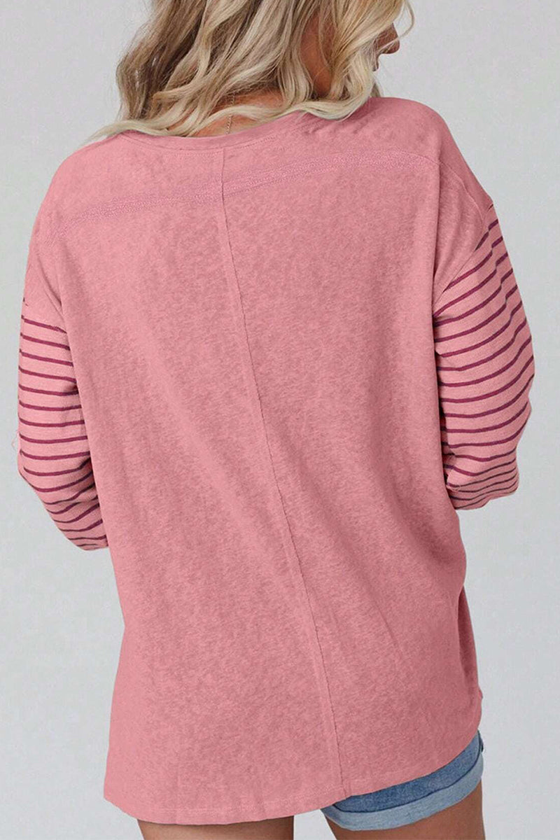 Asymira | Casual Knit Sweater with Striped Sleeves