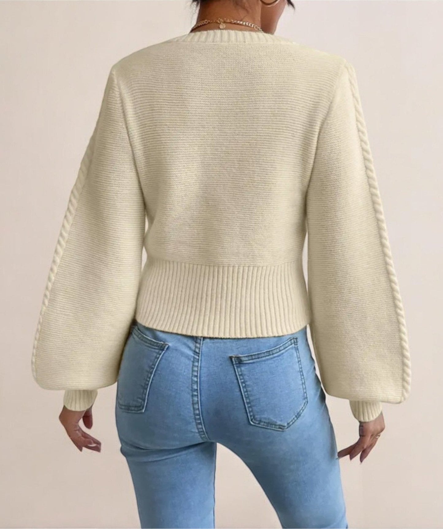 Square Chic | Apricot sweater with square collar