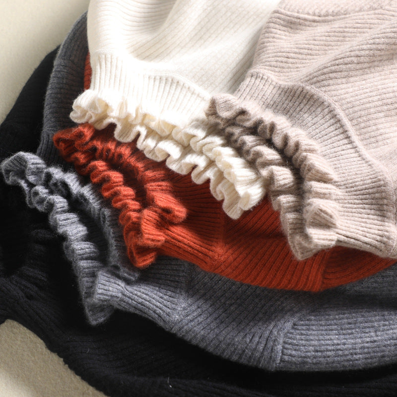 RuffleChic | Women's Ruffle Sweater with High Collar – Elegant Fit for Every Occasion