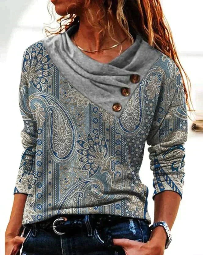 Asymmetrix | Women's Vintage Sweater with Asymmetric Cut and Button Details – Elegance for Every Occasion