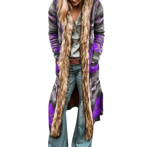 Eldora | Elegant Women's Fur Coat with Luxurious Wolf Fur Collar – Winter 2024 Collection