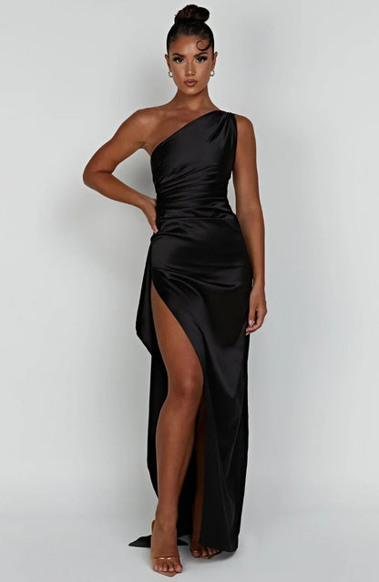 Rogue - Satin One-Shoulder Split Dress