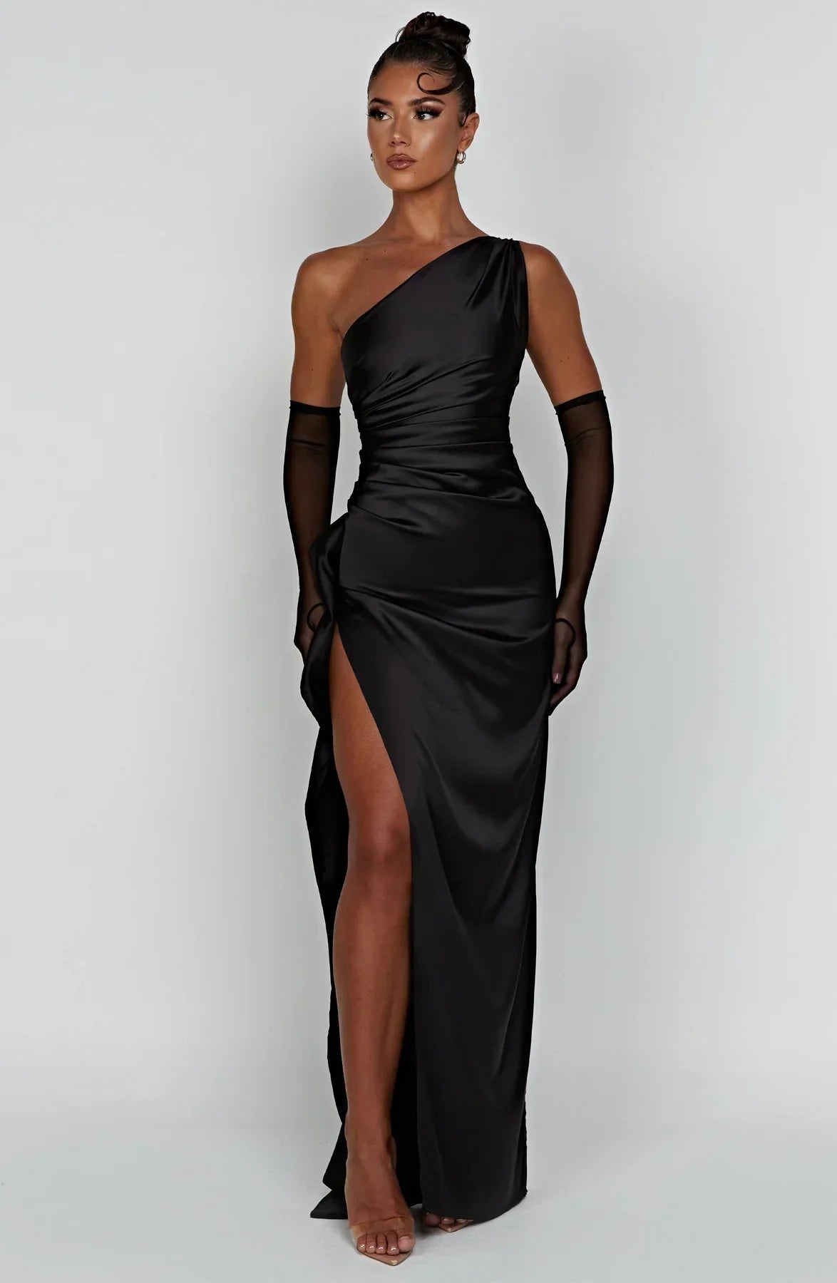 Rogue - Satin One-Shoulder Split Dress