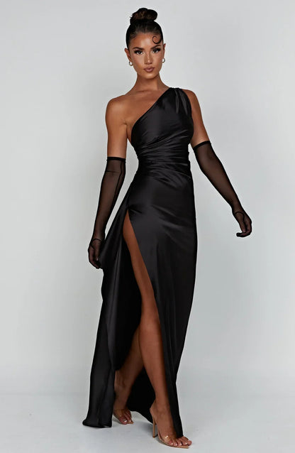 Rogue - Satin One-Shoulder Split Dress