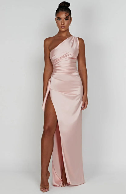 Rogue - Satin One-Shoulder Split Dress