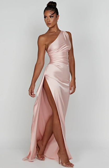 Rogue - Satin One-Shoulder Split Dress