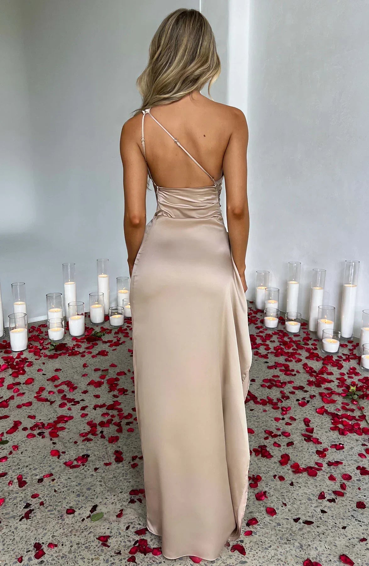 Rogue - Satin One-Shoulder Split Dress