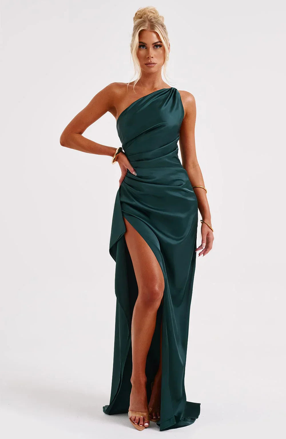 Rogue - Satin One-Shoulder Split Dress