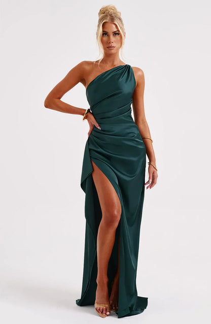 Rogue - Satin One-Shoulder Split Dress