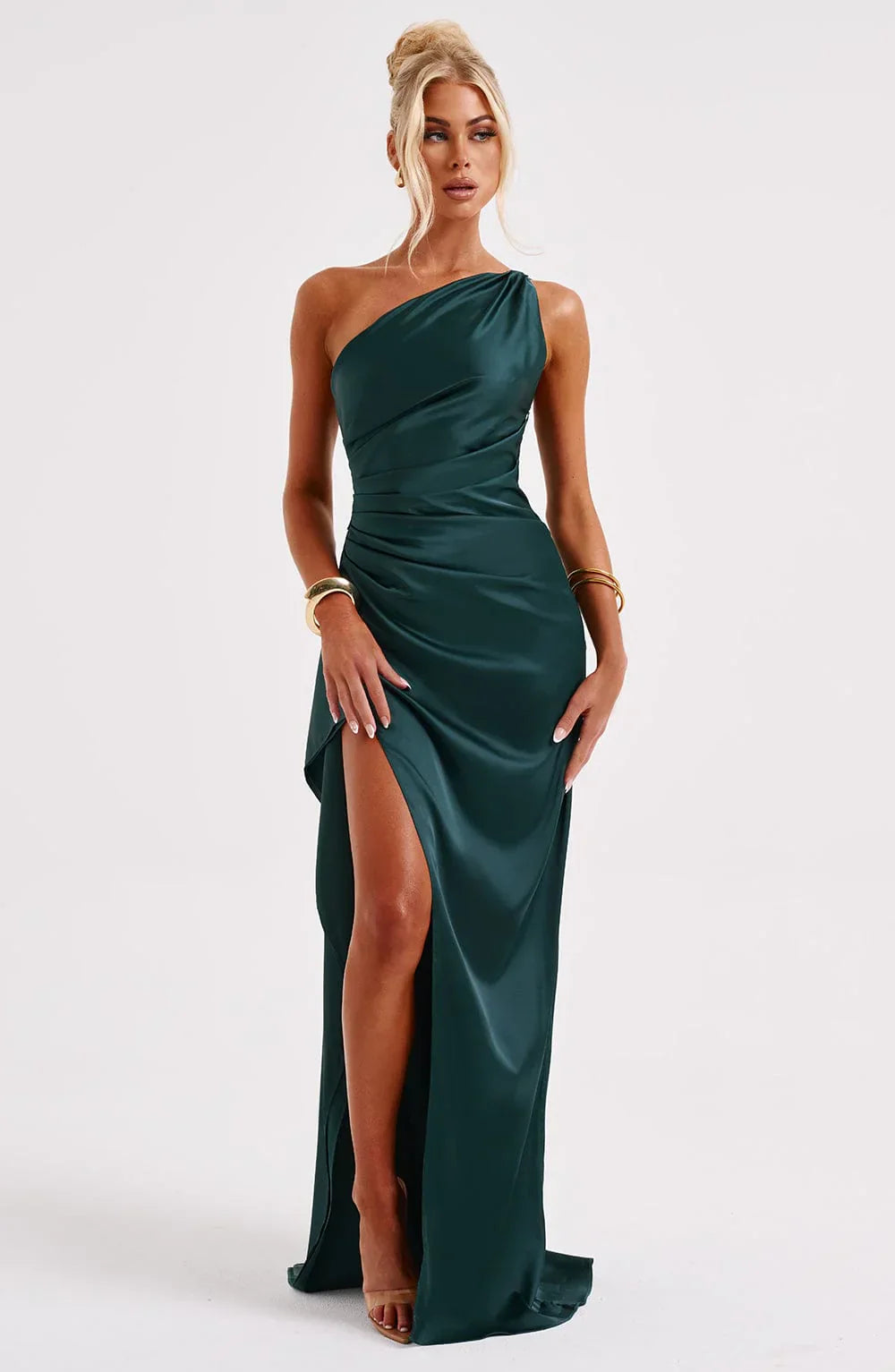 Rogue - Satin One-Shoulder Split Dress
