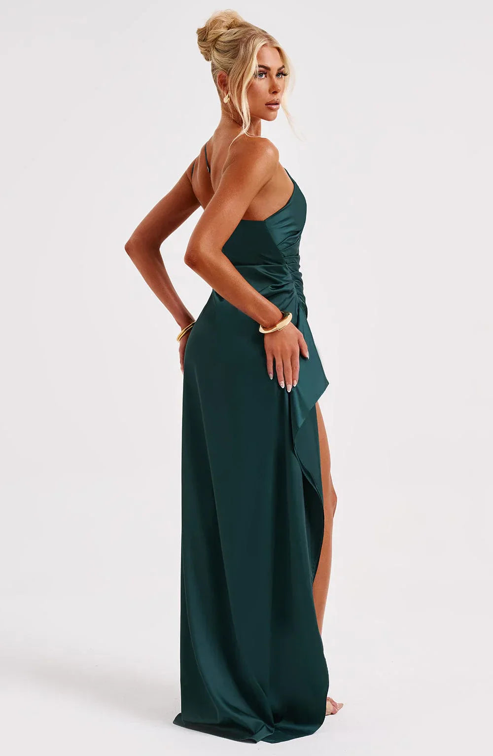 Rogue - Satin One-Shoulder Split Dress