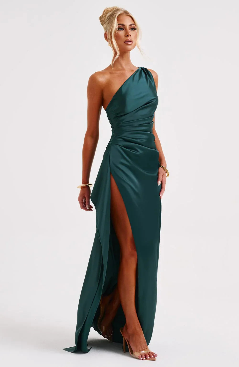 Rogue - Satin One-Shoulder Split Dress