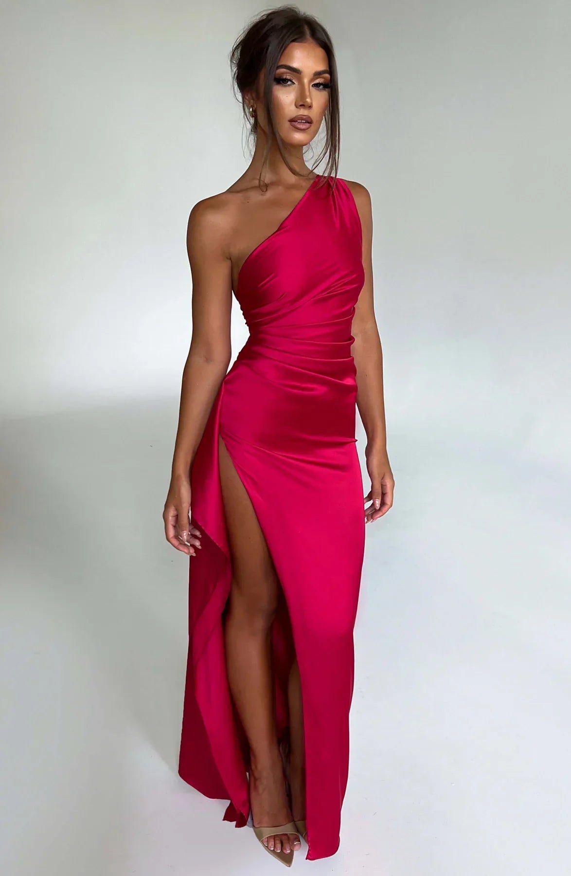 Rogue - Satin One-Shoulder Split Dress