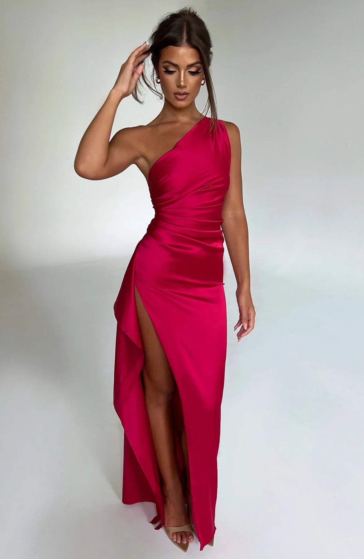 Rogue - Satin One-Shoulder Split Dress