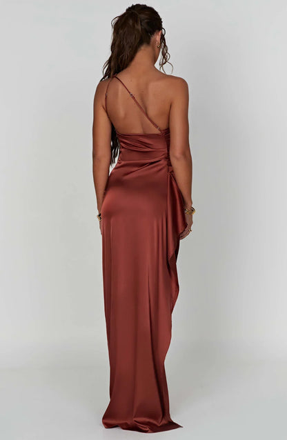 Rogue - Satin One-Shoulder Split Dress