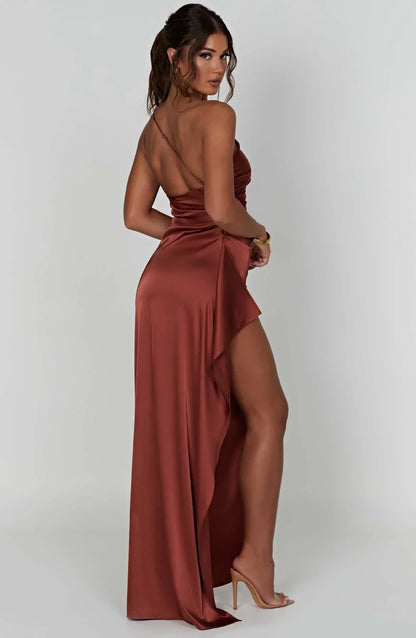 Rogue - Satin One-Shoulder Split Dress