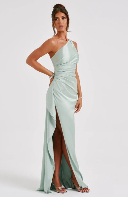 Rogue - Satin One-Shoulder Split Dress
