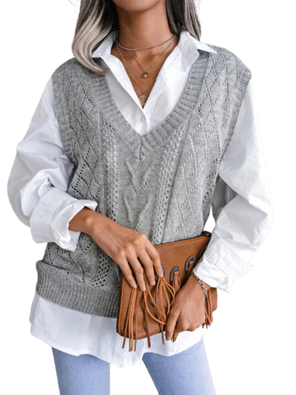 Braiza | Cozy Knitted Vest with V-Neck and Sleeves