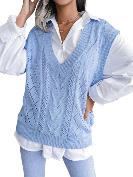 Braiza | Cozy Knitted Vest with V-Neck and Sleeves