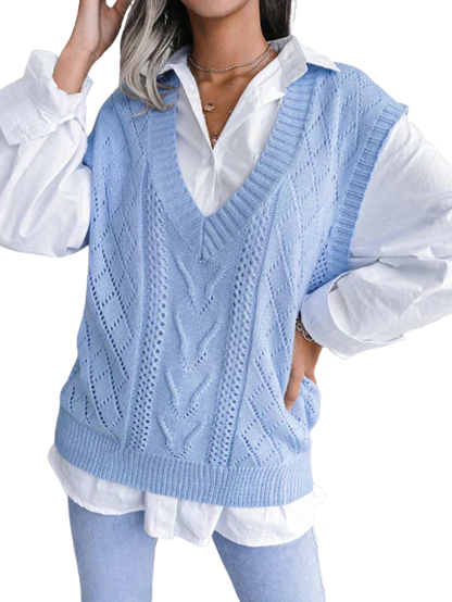 Braiza | Cozy Knitted Vest with V-Neck and Sleeves
