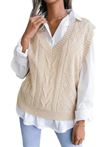 Braiza | Cozy Knitted Vest with V-Neck and Sleeves