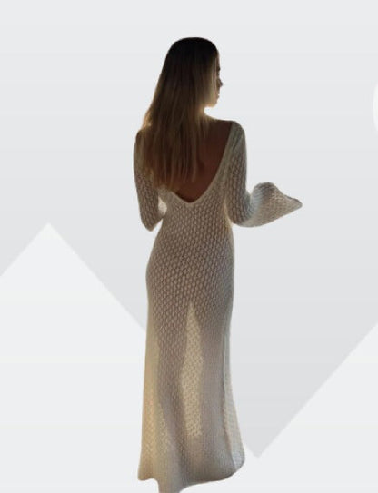 Brume Sheer Dress with Deep V-Neck | Pure Elegance for Every Occasion